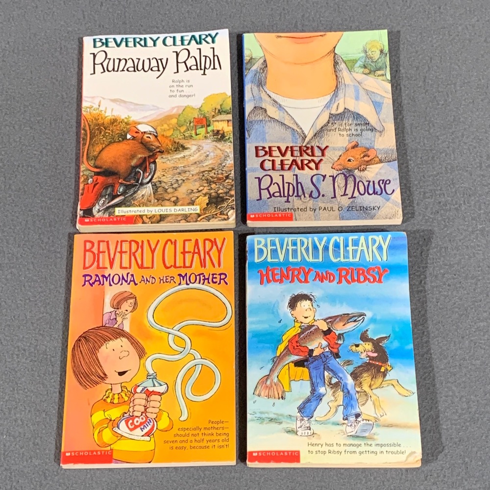 Scholastic Beverly Cleary Book Lot Kids 4pc Ramona Ralph Mouse Henry Ribsy Good